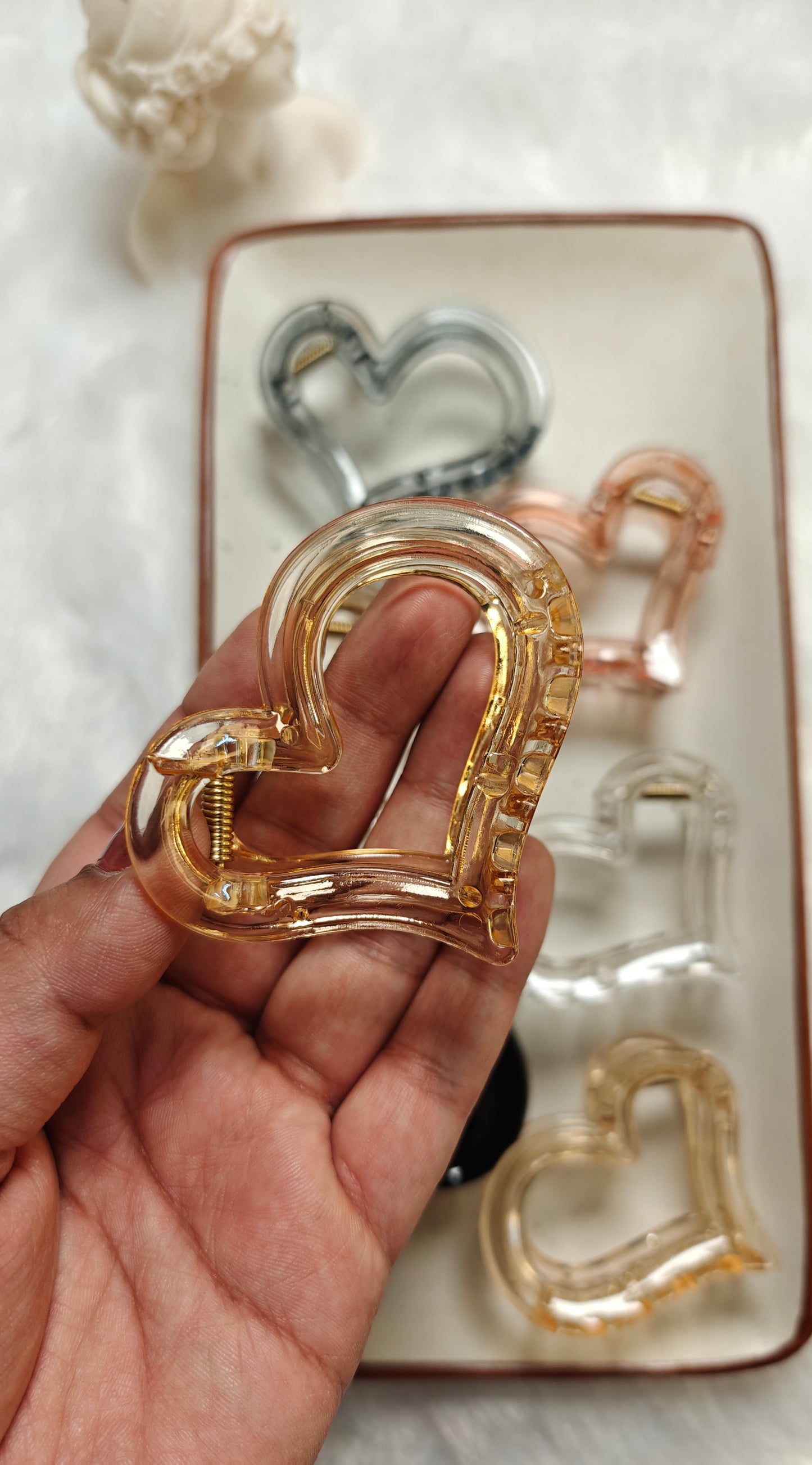 Transparent Heart Claw Clip