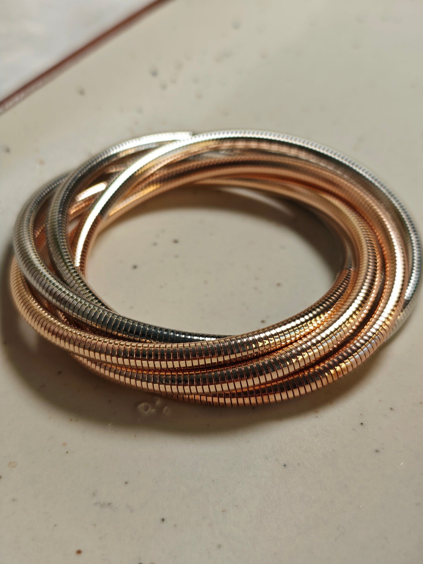 Silver-Rose Coil Bracelet