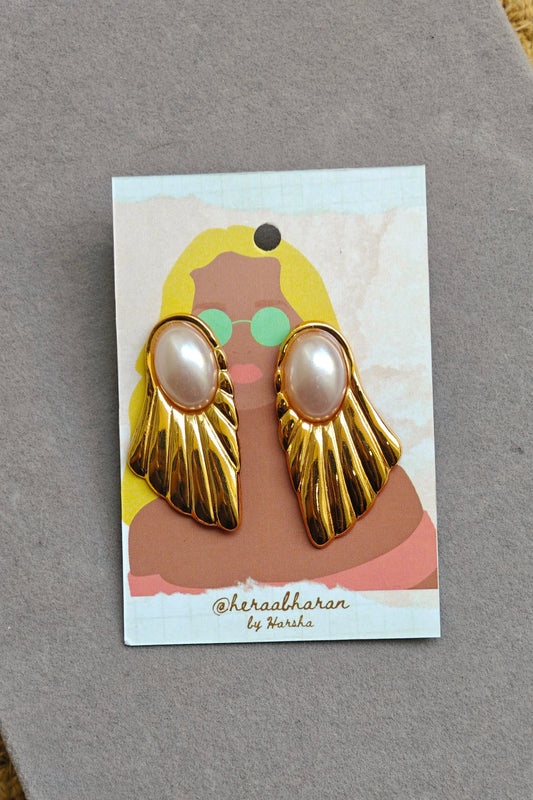 Aurelia Wings Pearl Stud Earrings
