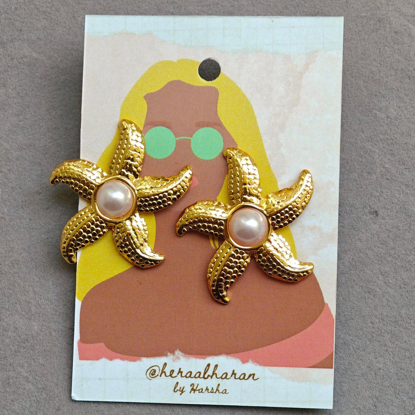 Starfish Pearl Stud Earrings