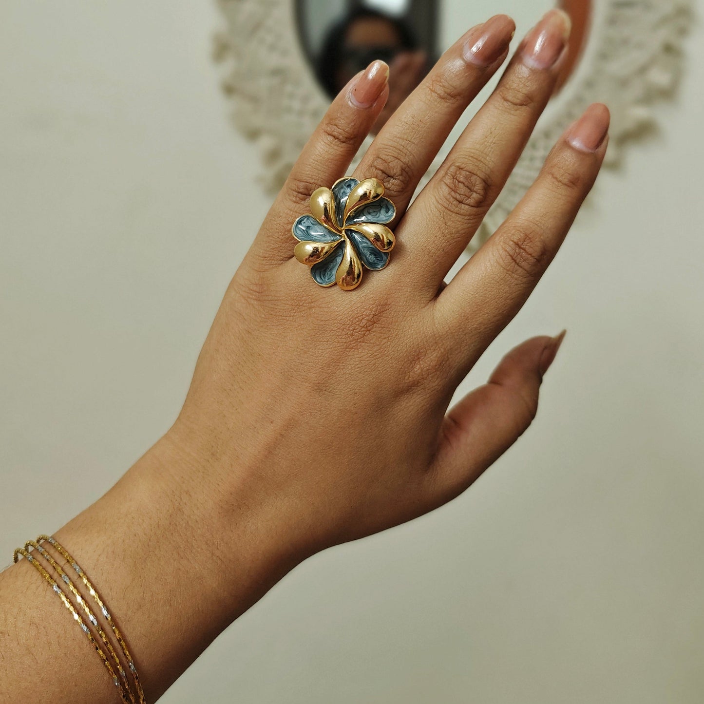 Ocean Whirl Enamel Ring