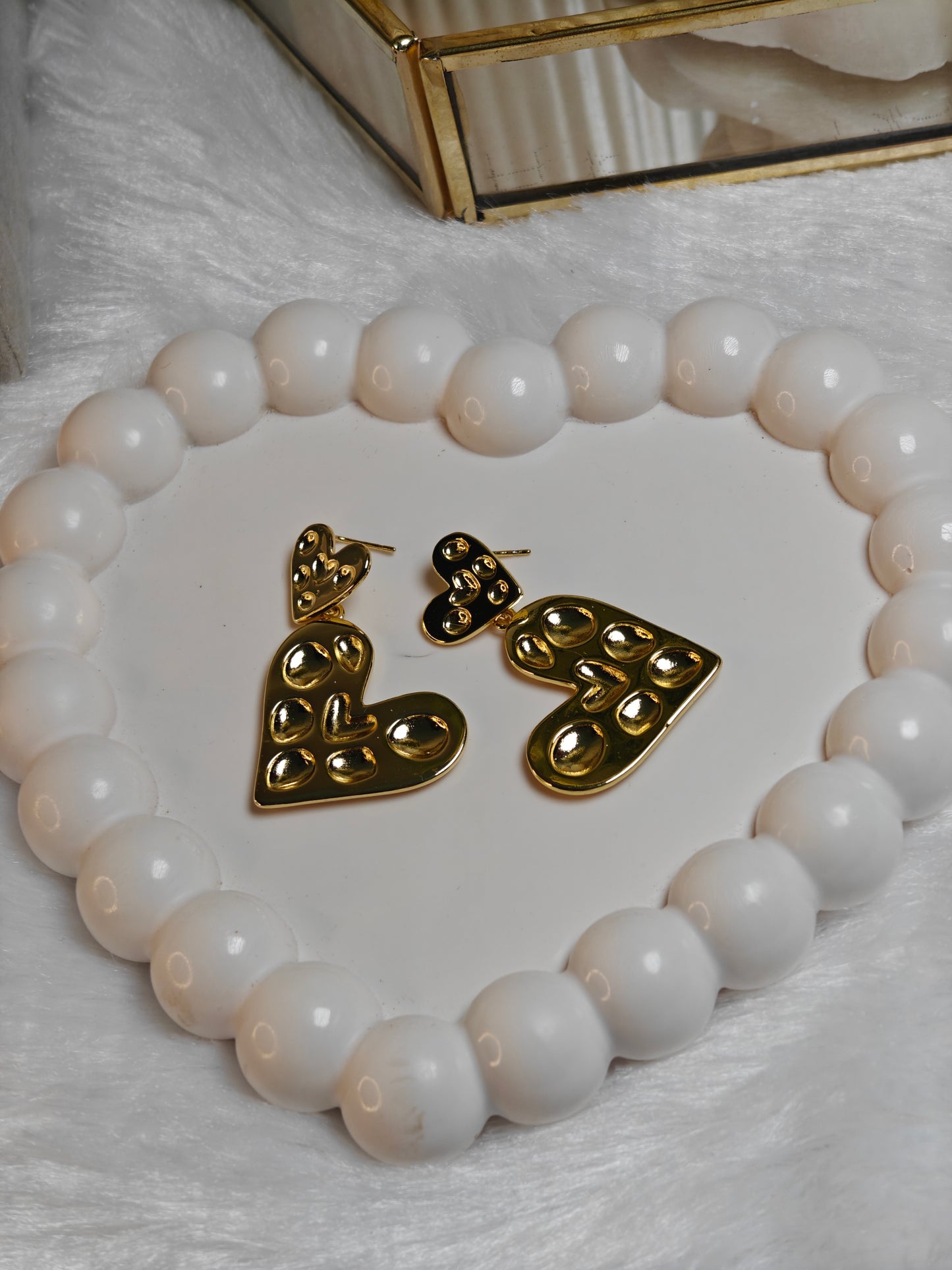 Textured Heart Hanging Earrings