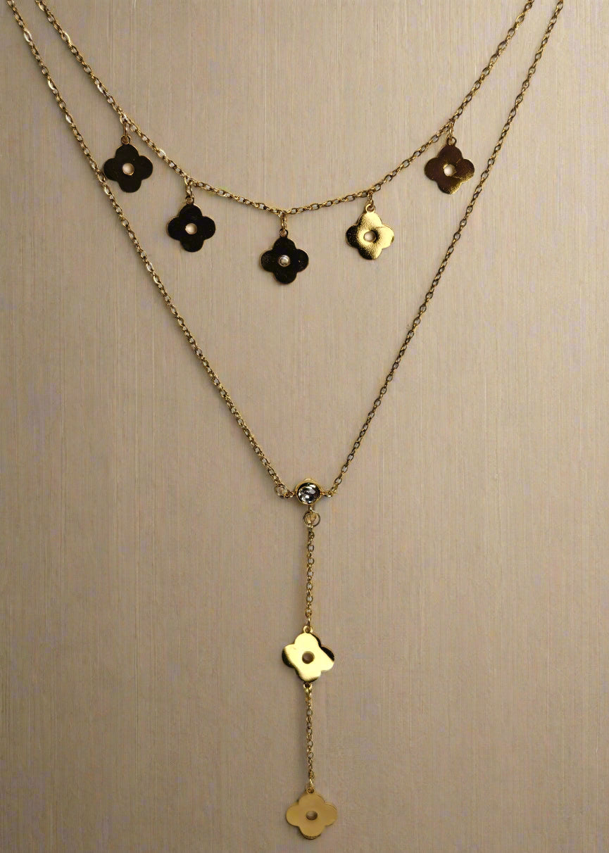 Golden Clover Layered Necklace