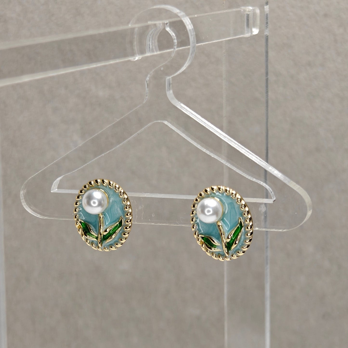 Floral Muse Studs - Cyan