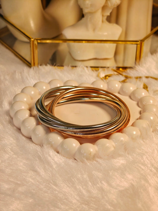 Silver-Rose Coil Bracelet