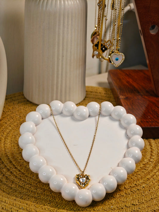Pearl in Heart Necklace