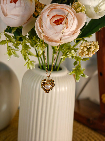 Pearl in Heart Necklace