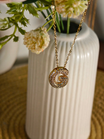 Studded Initial Pendant Necklace - G