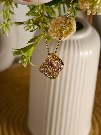 Studded Initial Pendant Necklace - B