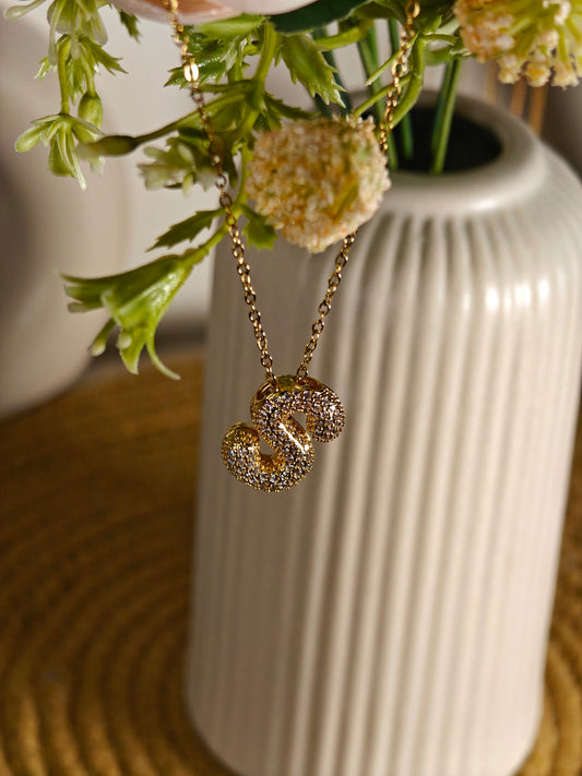 Studded Initial Pendant Necklace - S