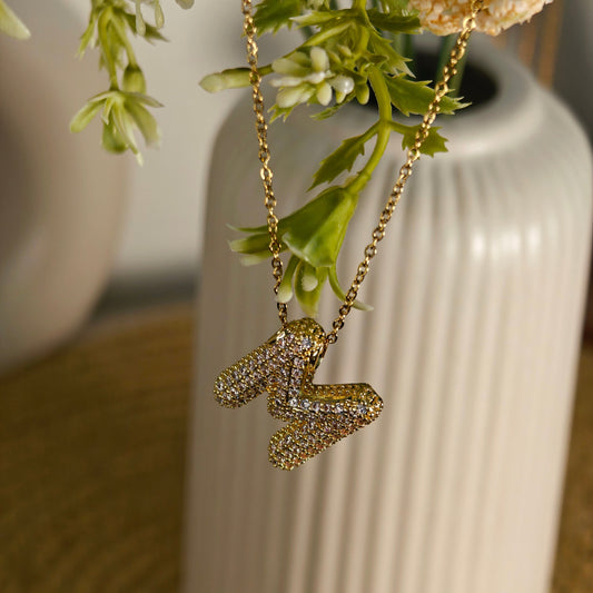 Studded Initial Pendant Necklace - M