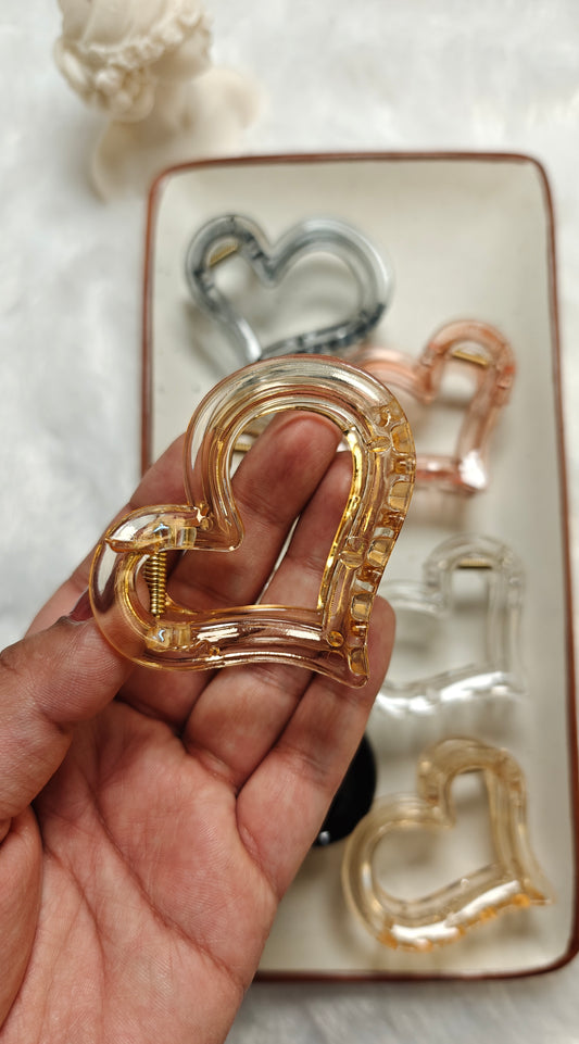 Transparent Heart Claw Clip