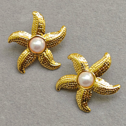 Starfish Pearl Stud Earrings