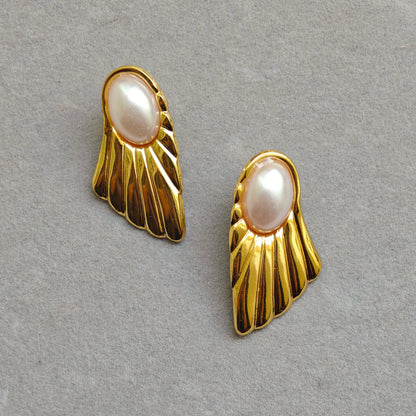 Aurelia Wings Pearl Stud Earrings
