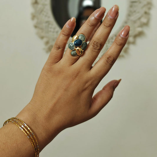 Midnight Lotus Enamel Ring