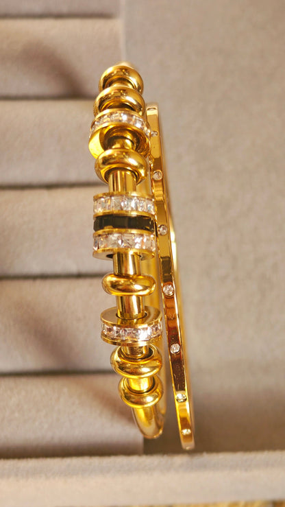 Noir Orbit Gold Plated Anti Tarnish Bracelet for Thin Wrist