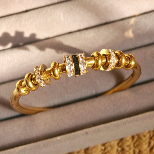 Noir Orbit Gold Plated Anti Tarnish Bracelet for Thin Wrist