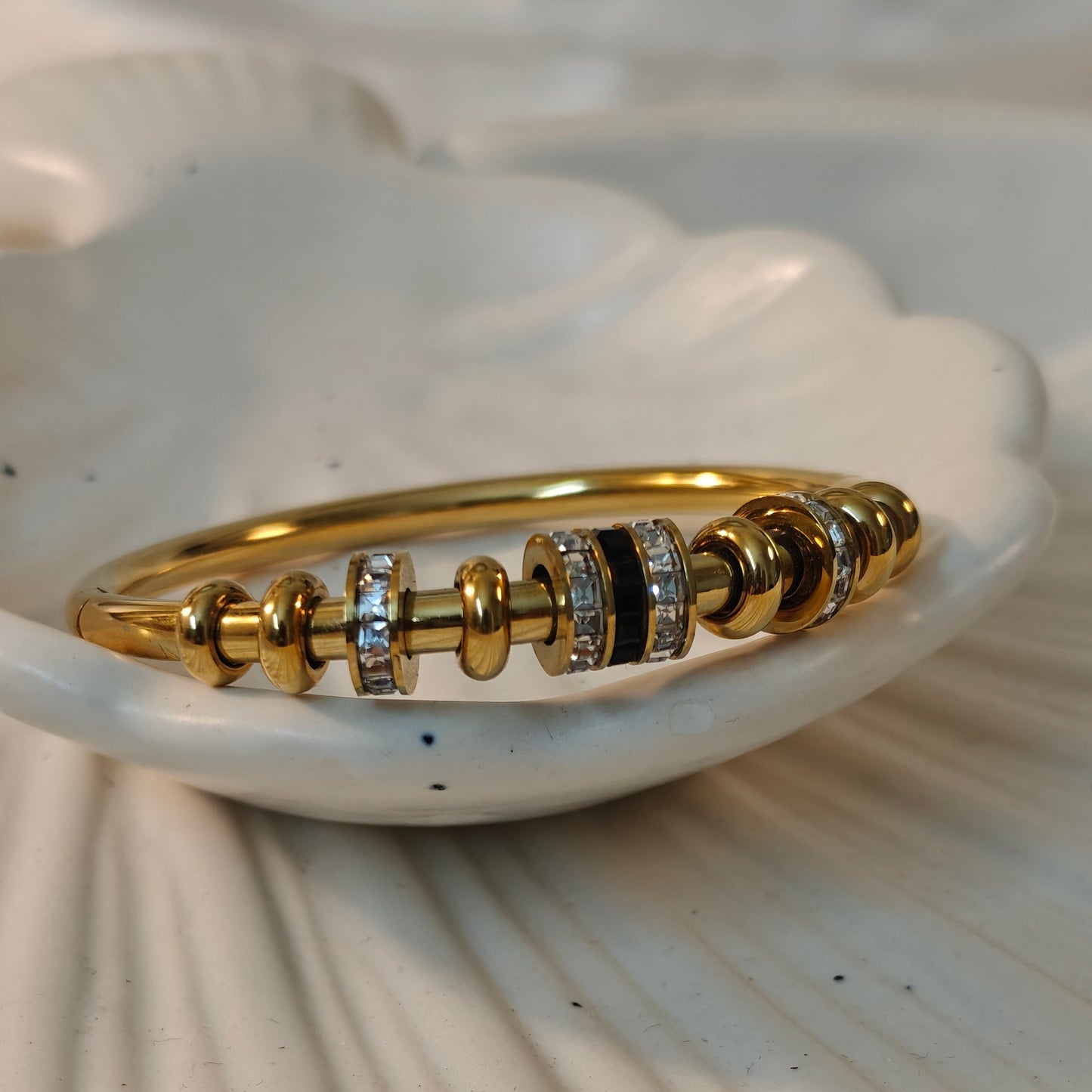 Noir Orbit Gold Plated Anti Tarnish Bracelet for Thin Wrist