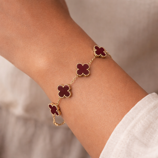 Burgundy Clover Bracelet