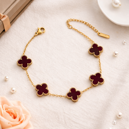 Burgundy Clover Bracelet