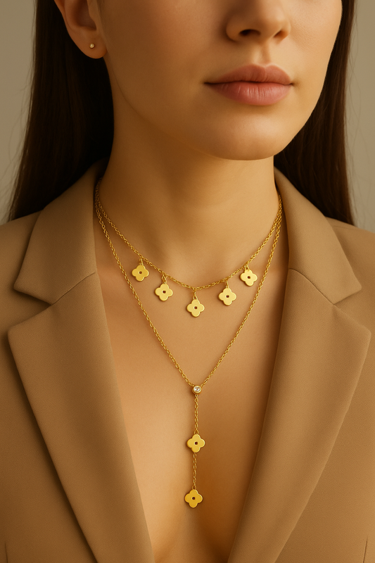 Golden Clover Layered Necklace