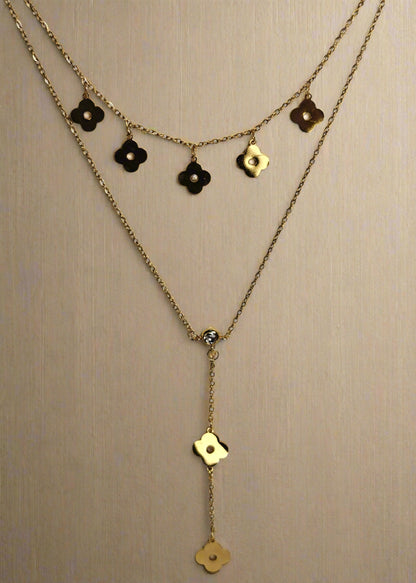 Golden Clover Layered Necklace