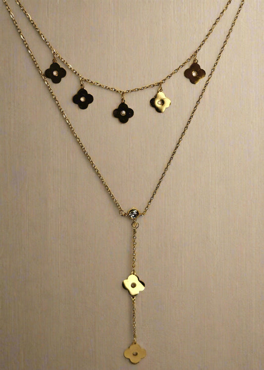 Golden Clover Layered Necklace