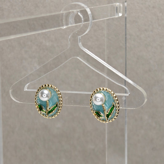 Floral Muse Studs - Cyan