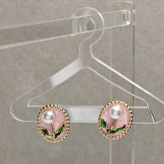 Floral Muse Studs - Pink
