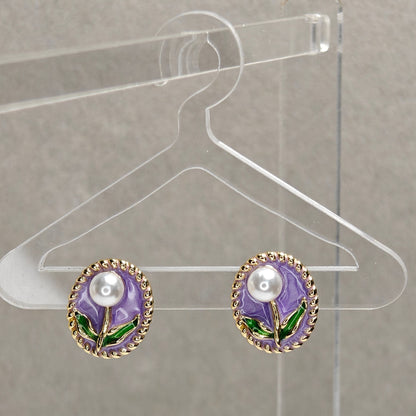 Floral Muse Studs - Purple