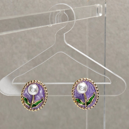 Floral Muse Studs - Purple