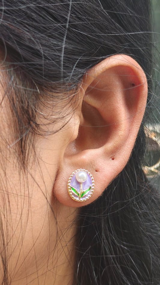 Floral Muse Studs - Purple