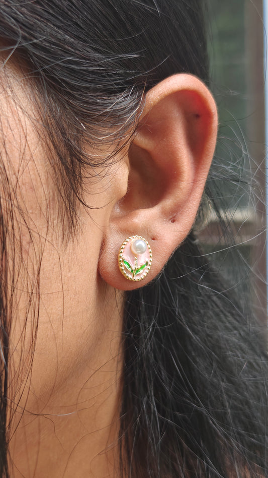 Floral Muse Studs - Pink
