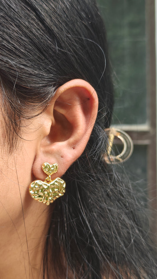Puffy Hearts Hanging Earrings