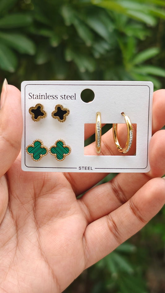 Clover Theme Earrings Combo