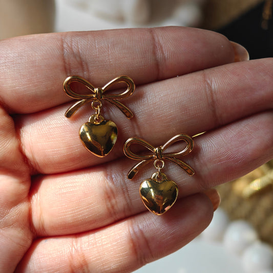 Bow & Beau Studs (Big heart)