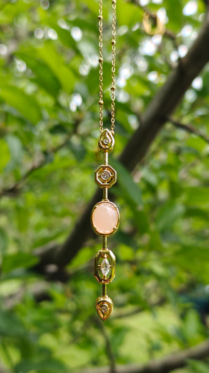 Peach Glow Lariat Necklace