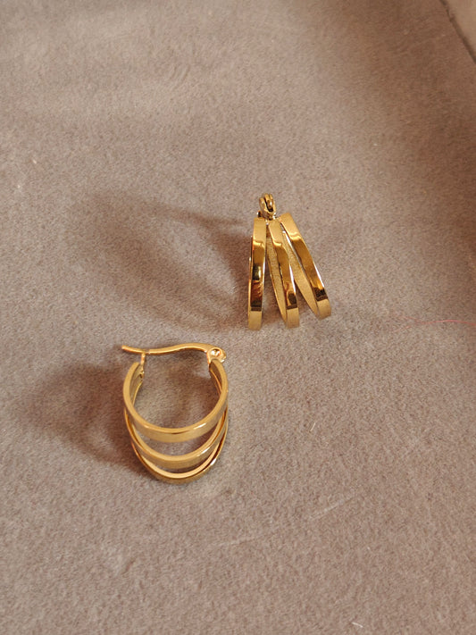 Triple Hoop Anti-tarnish water-resistant Earrings