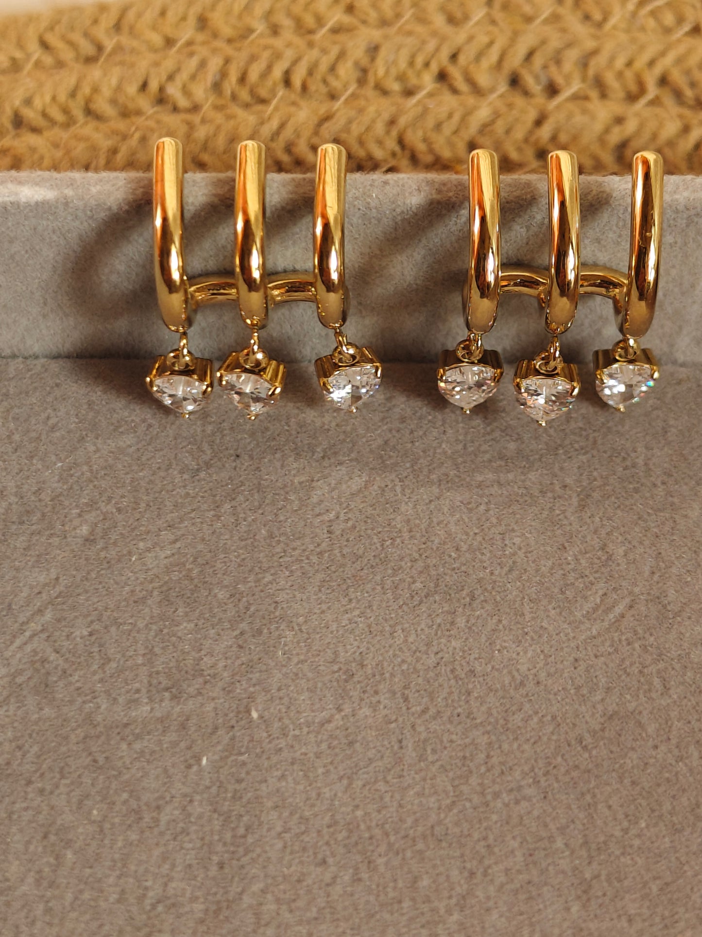 Heart Drop multi-hoop Anti-tarnish, water-resistant earrings