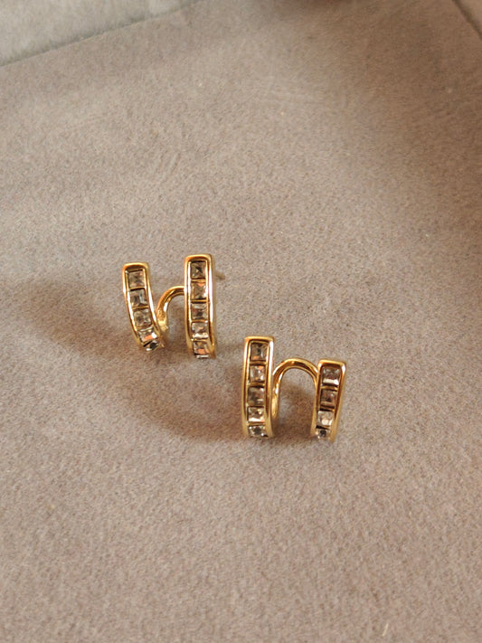 Crystal Huggies multi-hoop Anti-tarnish, water-resistant earrings